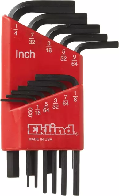EKLIND 10111 Hex-L Key allen wrench - 11pc set SAE Inch Sizes .050-1/4 Short