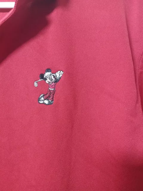 Nike Golf Mens M Red Mickey Mouse Logo Disney Short Sleeve Dri Fit Polo T Shirt