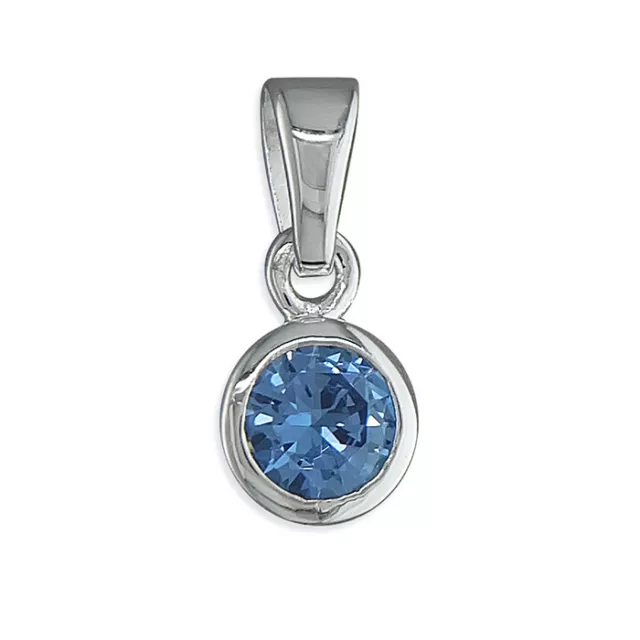 925 Sterling Silver March Birthstone Aquamarine Necklace Pendant