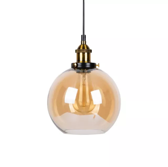 Vintage Ceiling Pendant Light Industrial Glass Lampshade LED Hanging Retro Lamp