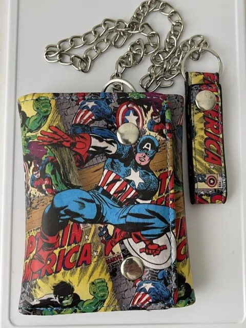 Captain America Marvel Graphic  Faux Leather Chain Wallet