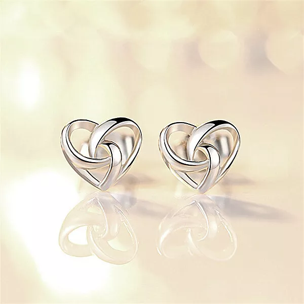 925 Sterling Silver Stunning Swirl Heart Stud Earrings Womens Girls Jewellery UK