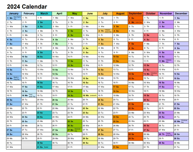 2024 CALENDAR PRINTABLE Landscape Monthly Calendar Planner DOWNLOAD PDF
