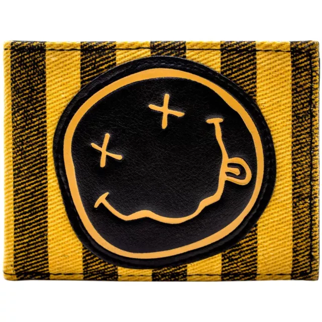 New Official Nirvana Classic Smiley Face Band Logo Orange Id & Card Wallet