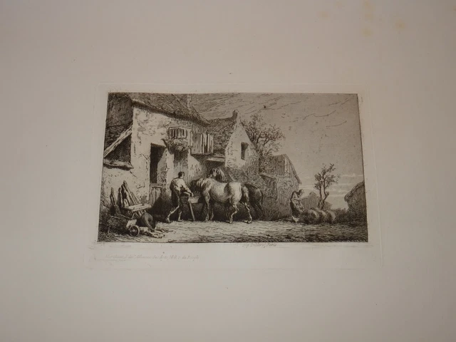 Charles JACQUE (1813-1894) GRAVURE Eau Forte ORIGINALE ECOLE BARBIZON REALISME 8