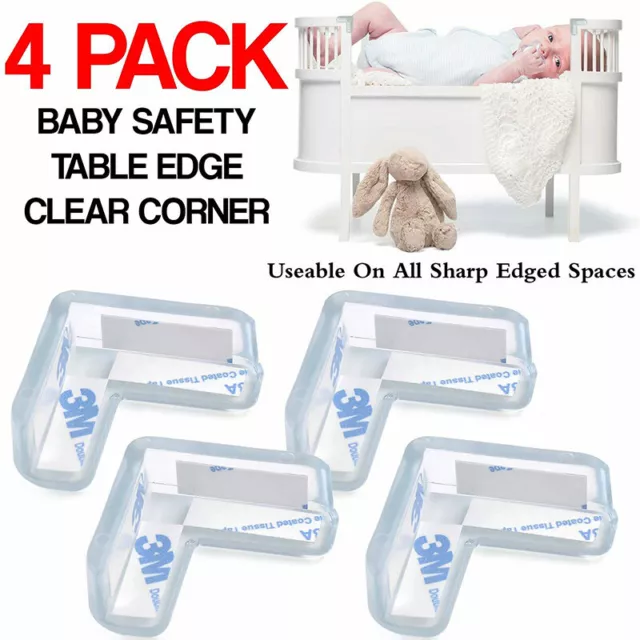 4x Clear Rubber Furniture Corner Edge Table Cushion Guard Protector B_DSB Pe