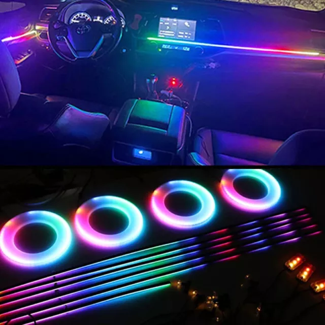 RGB 64 Dream Color LED Symphony Car Interior Ambient Lighting Wireless APP Kit