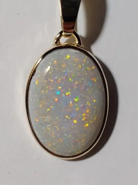 Solid Yellow Gold 10K Pendant Solid Australian Opal 7.7 Ct Hand Made In USA