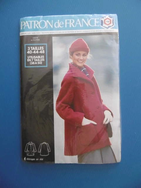 Patron De Couture Vintage Patron De France N°371 - Manteau à Capuche Avec Ganse - Tailles 40 à 48