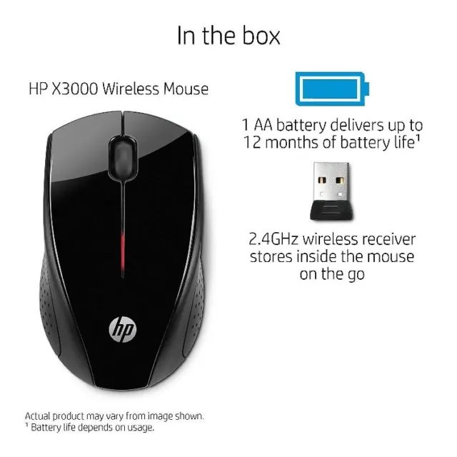 HP X3000 Wireless Mouse Black (H2C22AA#ABL) Genuine USA Seller