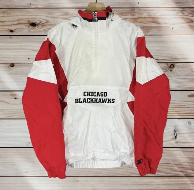 Mens Starter Chicago Blackhawks NHL Windbrkeaker 1/4 Zip Up Jacket size Medium Mens Starter Chicago Blackhawks NHL Windbrkeaker 1/4 Zip Up Jacket size Medium