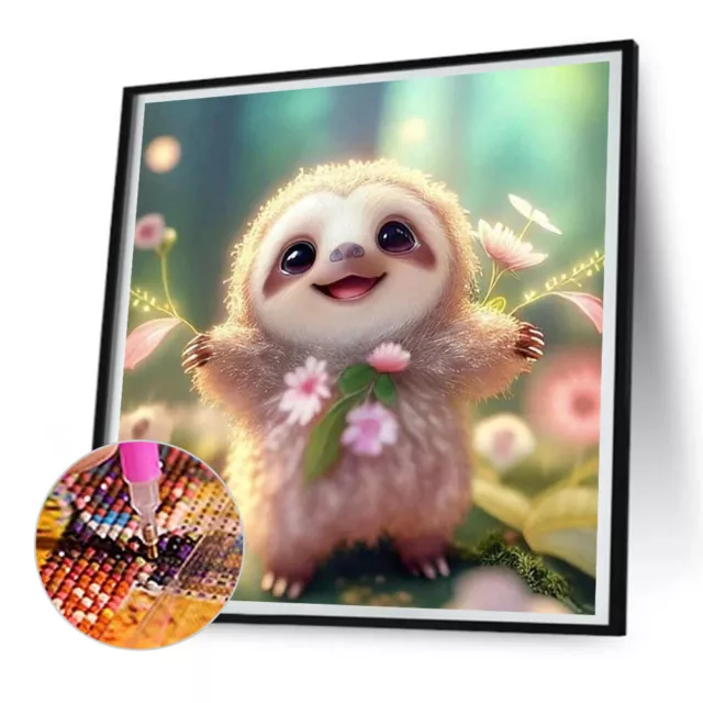 - 5D DIY Full Round Drill Diamond Painting Cute Sloth Kit Home Decoration 30x30c