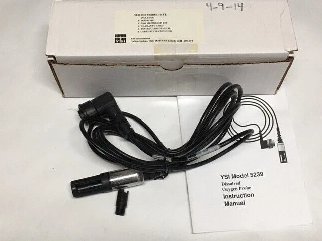 YSI 5239 Dissolved Oxygen Probe w/ 10 Ft Cable, With Replacement Membrane Cap