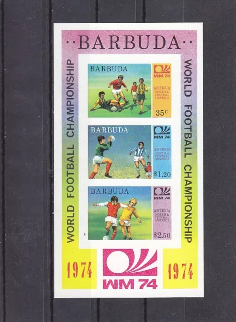Briefmarken Fussball - Soccer - WM 1974 - BARBUDA - Block ungez. postfrisch