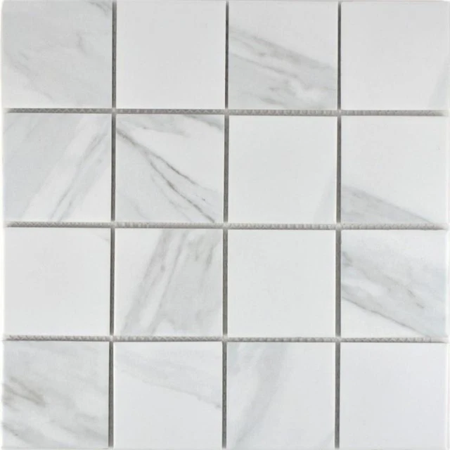 Piastrella Mosaico Ceramica Bianco Quadrato Carrara Bagno Doccia WC WB16-0102 1 Tappetino