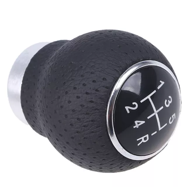 Universal Aluminum Manual Black Leather 5-Speed Gear Shift Knob Shifter Lever