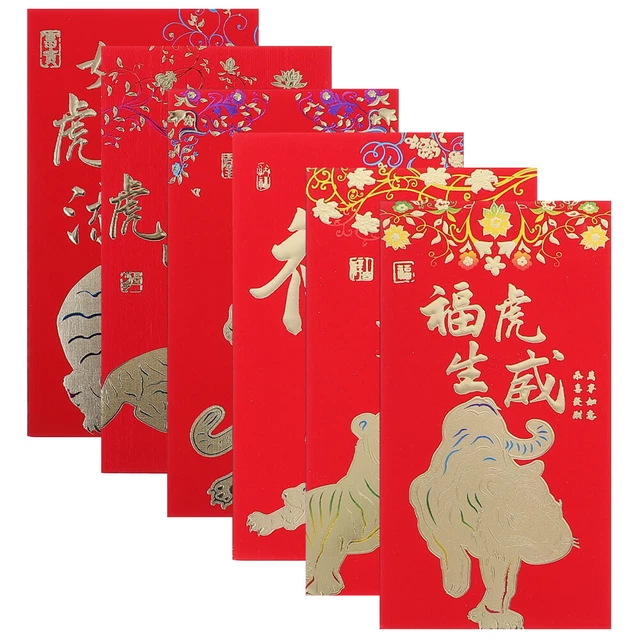 18 Pcs Year The Tiger Red Envelope Paper Chinese Wedding Envelopes Lucky Money