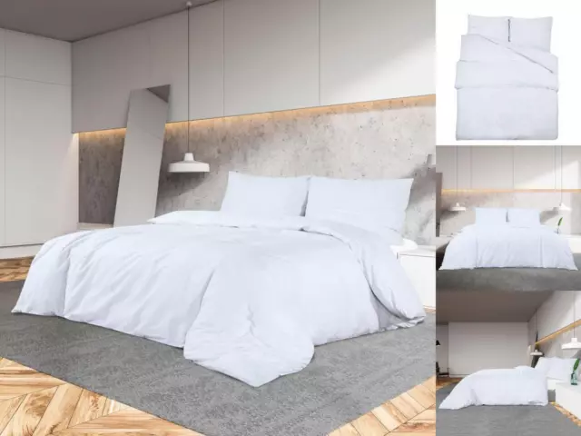 Bettwäsche-Set Weiß 200x220 Cm Baumwolle Bettbezug