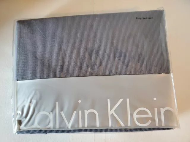 NIP Calvin Klein King Bedskirt Lapis/Lilac 78" x 80" Baby Waffle Combed Cotton