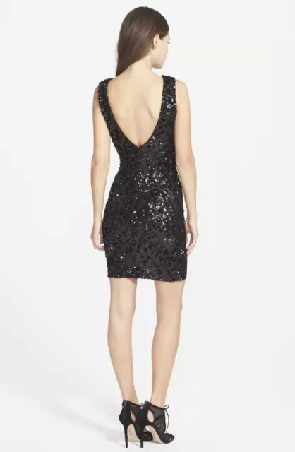 Dress the Population 'Kim' Sequin Body-Con Dress Sz M Black 3