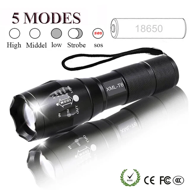 Black TL-132 Splash Proof Shock Resistant Flashlight - Outdoor Camping Torch