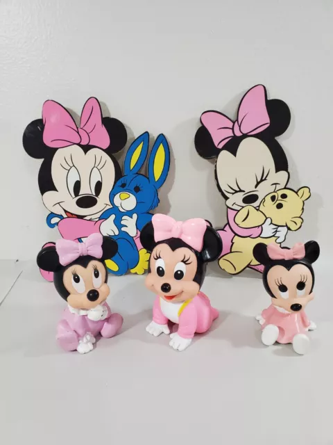 Lote de Colección de Placas de Pared y Juguetes Chirridos de Disney para Bebé Minnie Mouse