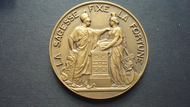 France, Medal, La Banque de France, La Sagesse fixe la Fortune, 1950, Dumarest