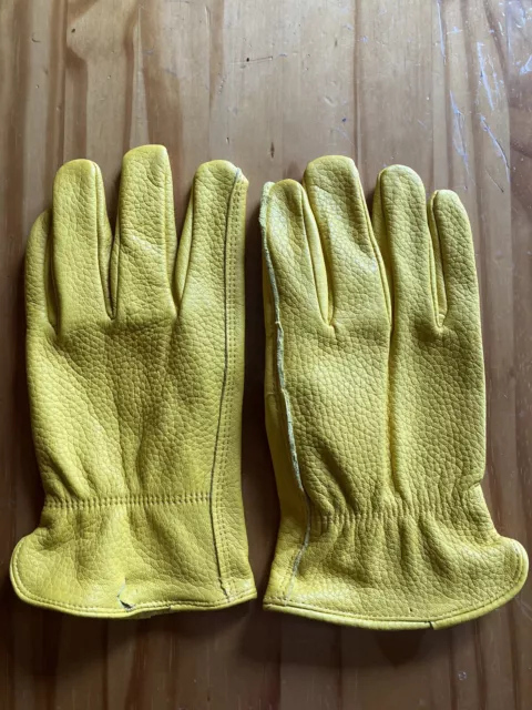 Deer Skin Leather Gloves Natural Unlined Men's -  Large