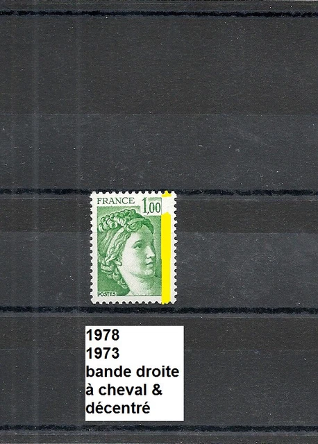 variété de 1978 neuf** Y&T n° 1973 bande droite à cheval & impression décentrée