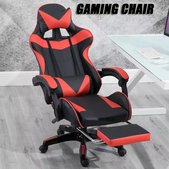 Deluxe Gaming Chair Office Computer Racing Pu Leather Chair Red