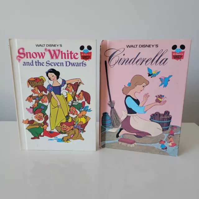 Set of 2 Vintage Hardcover Walt Disney Books : Cinderella & Snow White