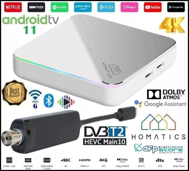 DECODER DIGITALE TERRESTRE DVB-T2 HEVC Ultra HD Android 11 Box Smart Tv 4Gb  WiFi EUR 149,00 - PicClick IT