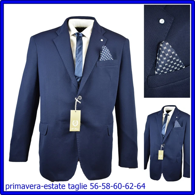 Veste Blazer élégant Homme Printemps/été Grande Taille 58-64 - Noir, Léger, Fait En Italie