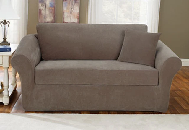 Stretch pique three online piece sofa slipcover