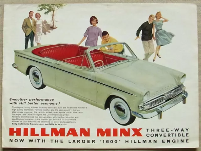 HILLMAN MINX CONVERTIBLE Car Sales Specification Leaflet 1961-62 #817/H