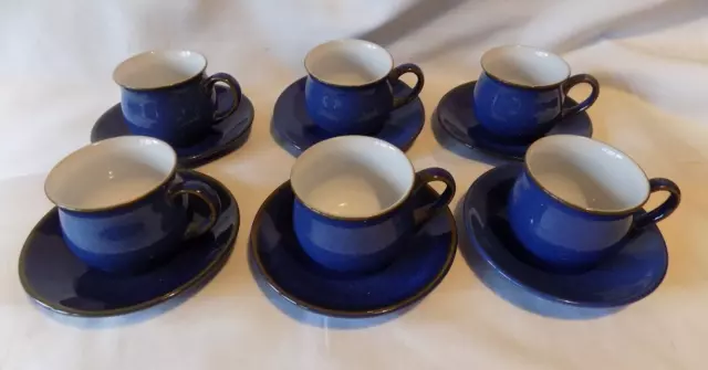 Denby Imperial Espresso Coffee Cups and Saucers x 6