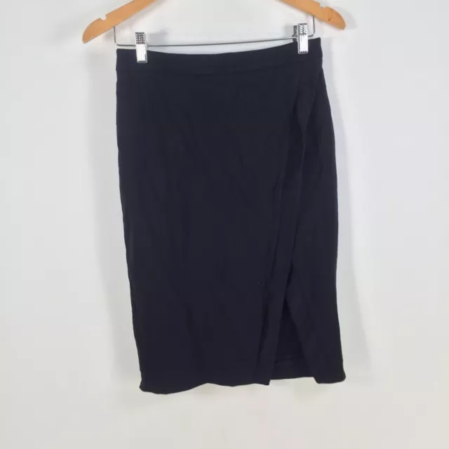 Sportsgirl womens skirt size S pencil black knee length zip viscose blend 064555