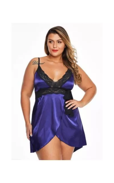 Nuisette Robe Chambre En Satin Et Dentelle Grande Taille Disponible