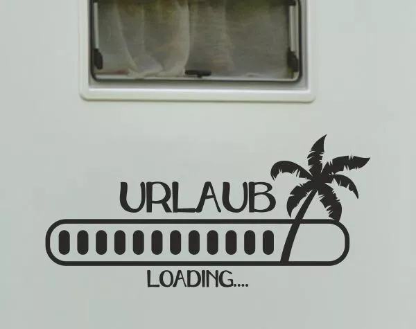 AUFKLEBER WOHNWAGEN WOHNMOBIL Camper Auto Spruch Urlaub Loading Palme