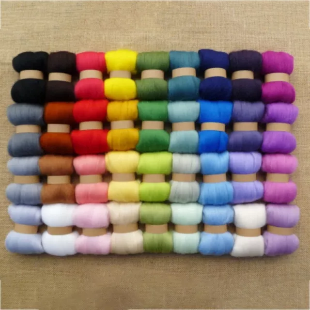 36Color Pure Fiber Wool Roving Needle Felting Sewing Trimming DIY Craft Tool Set