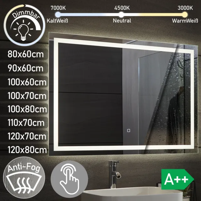 Aquamarin® Specchio Rettangolare LED Controluce Retroilluminato da Bagno Tattile