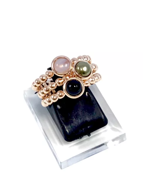 Gemstone Bubble Ring Stackable 14Ct Rose Gold Plated Sterling Silver 925 Gift