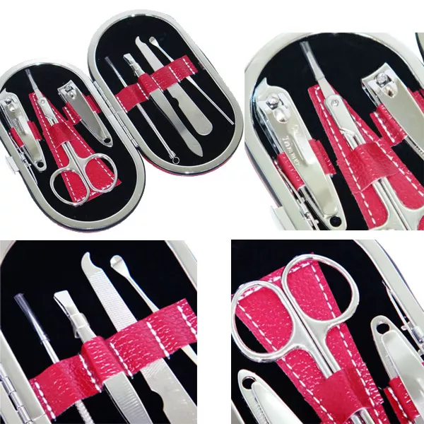 7 in 1 Nail Care Clipper Manicure Pedicure Set Kit Stainless Steel Leather Case