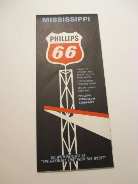 Vintage PHILLIPS 66 Mississippi Gas Service Station Road Map~1960 Population