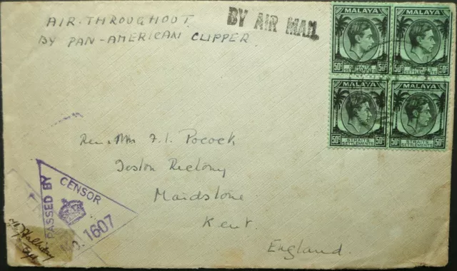Malaya 16 Nov 1941 Wwii Military Censored Airmail Cover From Fpo 33 To England