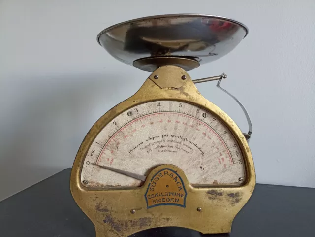 Vintage 1920s Swedish table cast iron kitchen scale Suderback Eskilstun