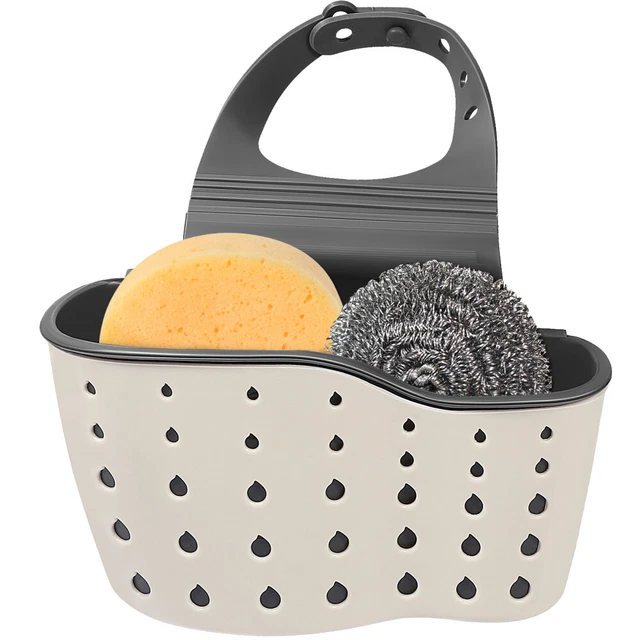 Consumest Porte-éponge pour évier de cuisine, panier d'évier mobile pour plan de travail, porte-éponge d'évier en acier inoxydable 304 avec plateau Consumest Porte-éponge pour évier de cuisine, panier d'évier mobile pour plan de travail, porte-éponge d'évier en acier inoxydable 304 avec plateau