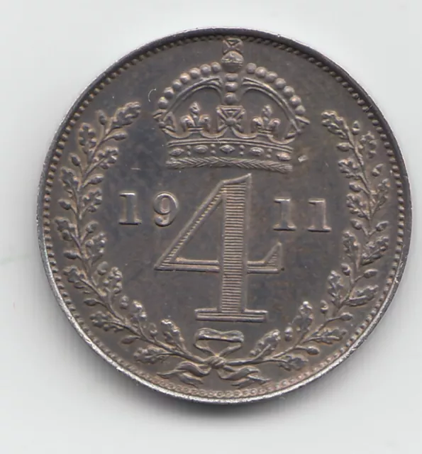 Very Rare George V 1911 Proof Silver Maundy Fourpence 4d .