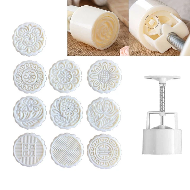 Mooncake Moule Timbres Plastique Rond Blanc Gâteau Cookies Non Collant