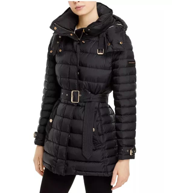 NWT $1150 Burberry London Harrowden Navy Blue Quilted Down Coat. Size XS
